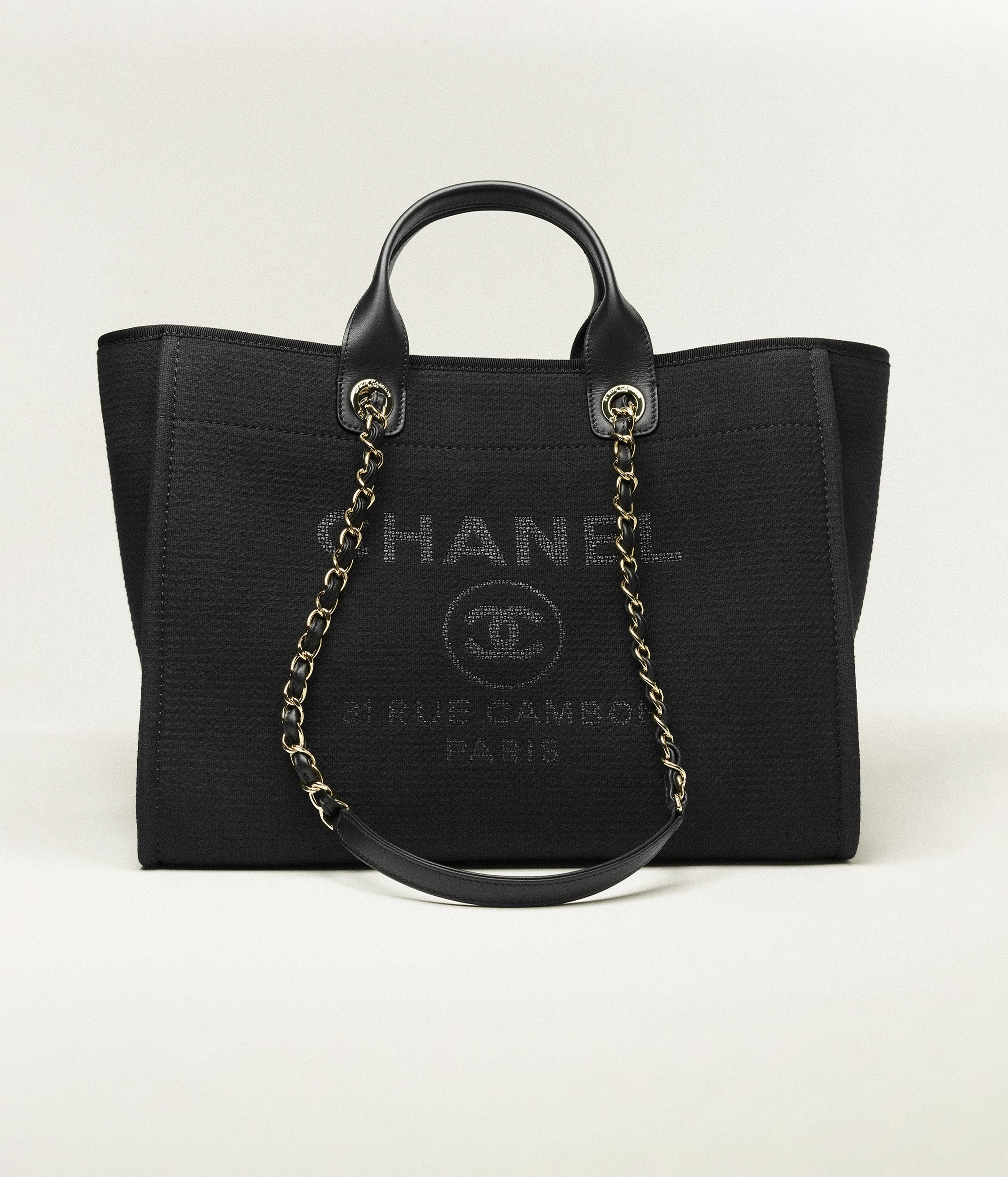 衝撃特価 Large shopping bag, Canvas & gold-tone metal, black トートバッグ