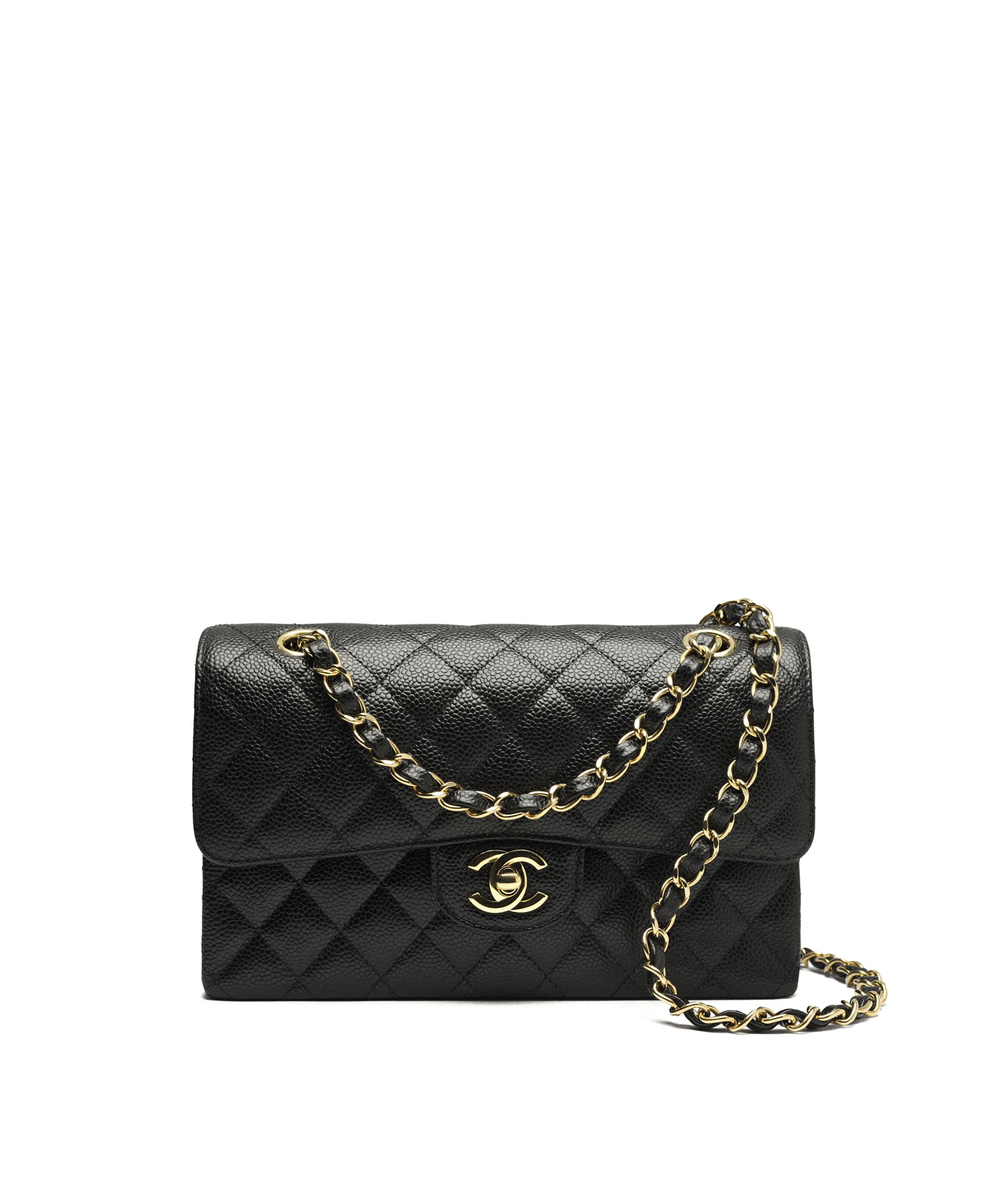 Small classic handbag Grained calfskin gold tone metal black Fashion CHANEL