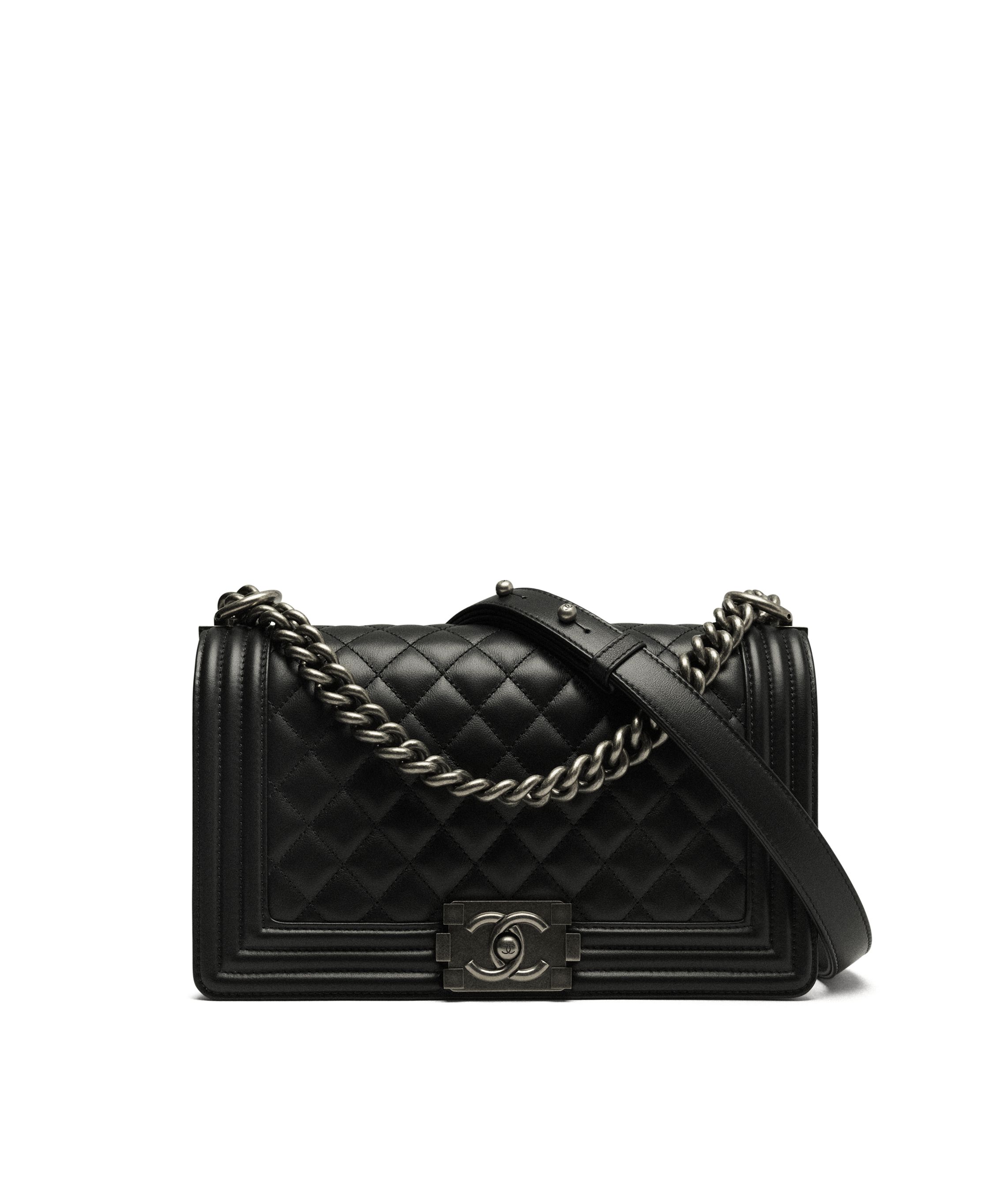 Boy chanel handbag Calfskin ruthenium finish metal black Fashion CHANEL