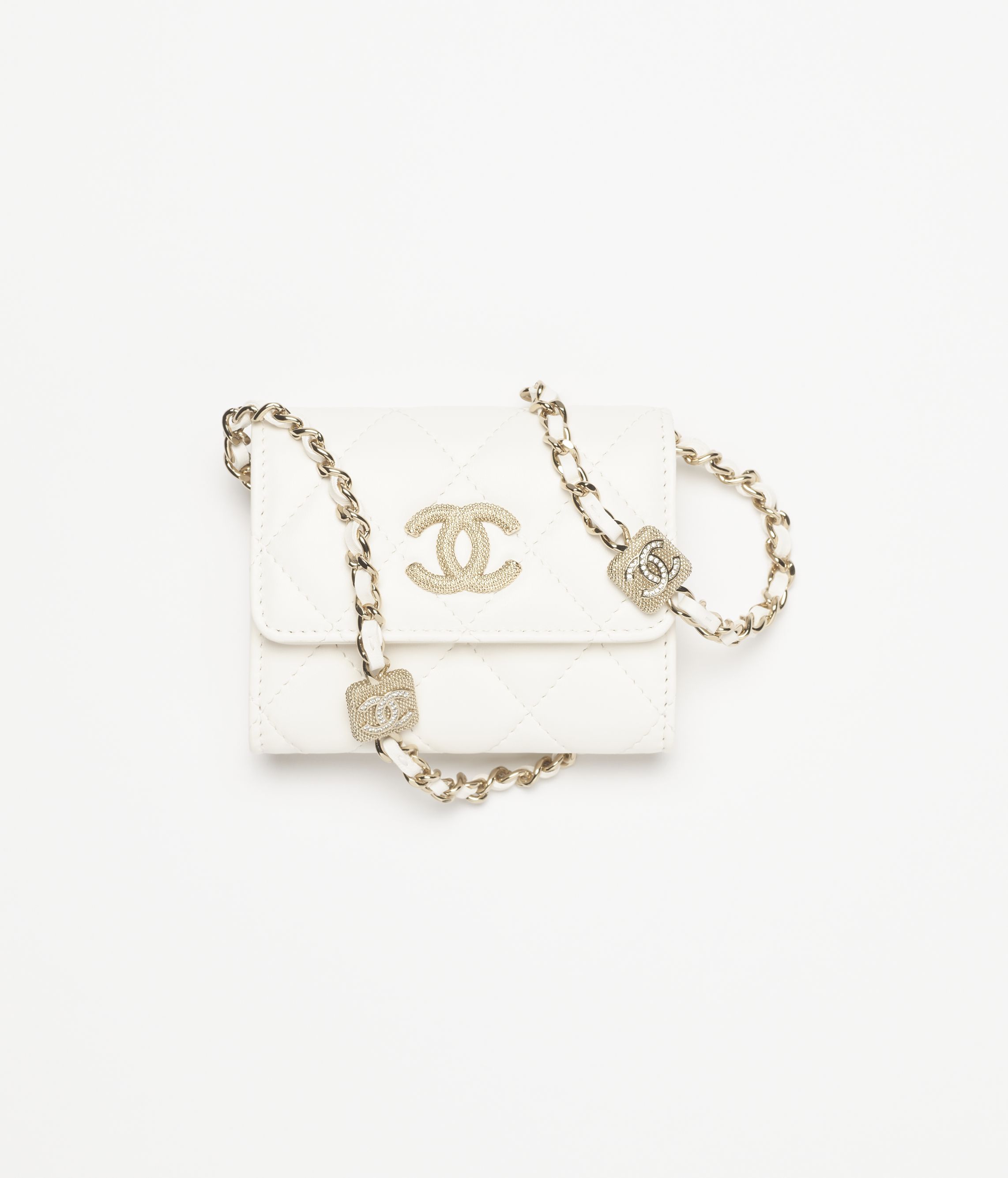 チェーン クラッチ バッグ - ラムスキン & ストラス、ホワイト — ファッション | CHANEL シャネル