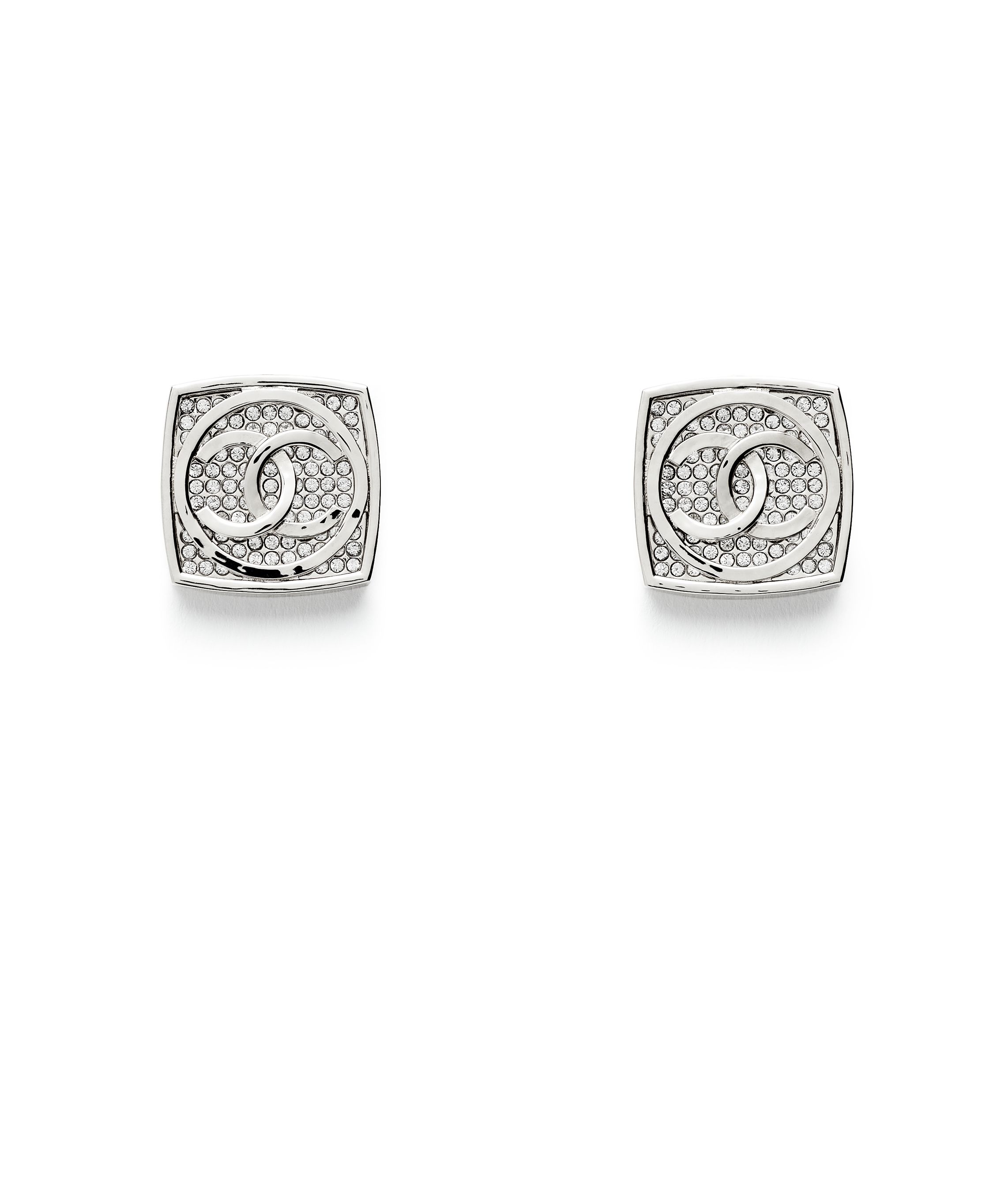 Stud earrings - Metal & strass, silver & crystal — Fashion Stud earrings - Metal & strass, silver & crystal — Fashion