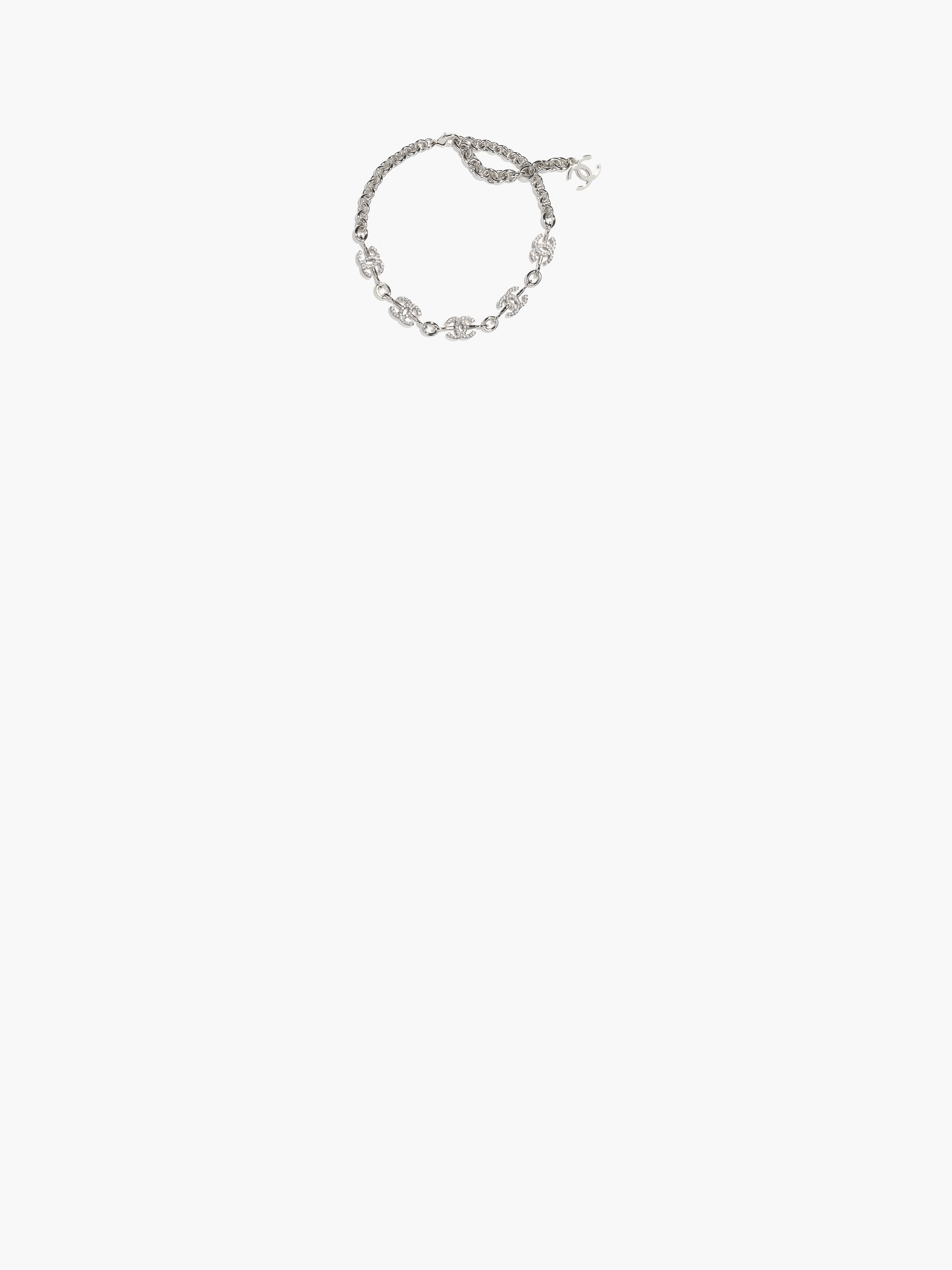チョーカー - メタル & ストラス、シルバー & クリスタル — ファッション | CHANEL シャネル