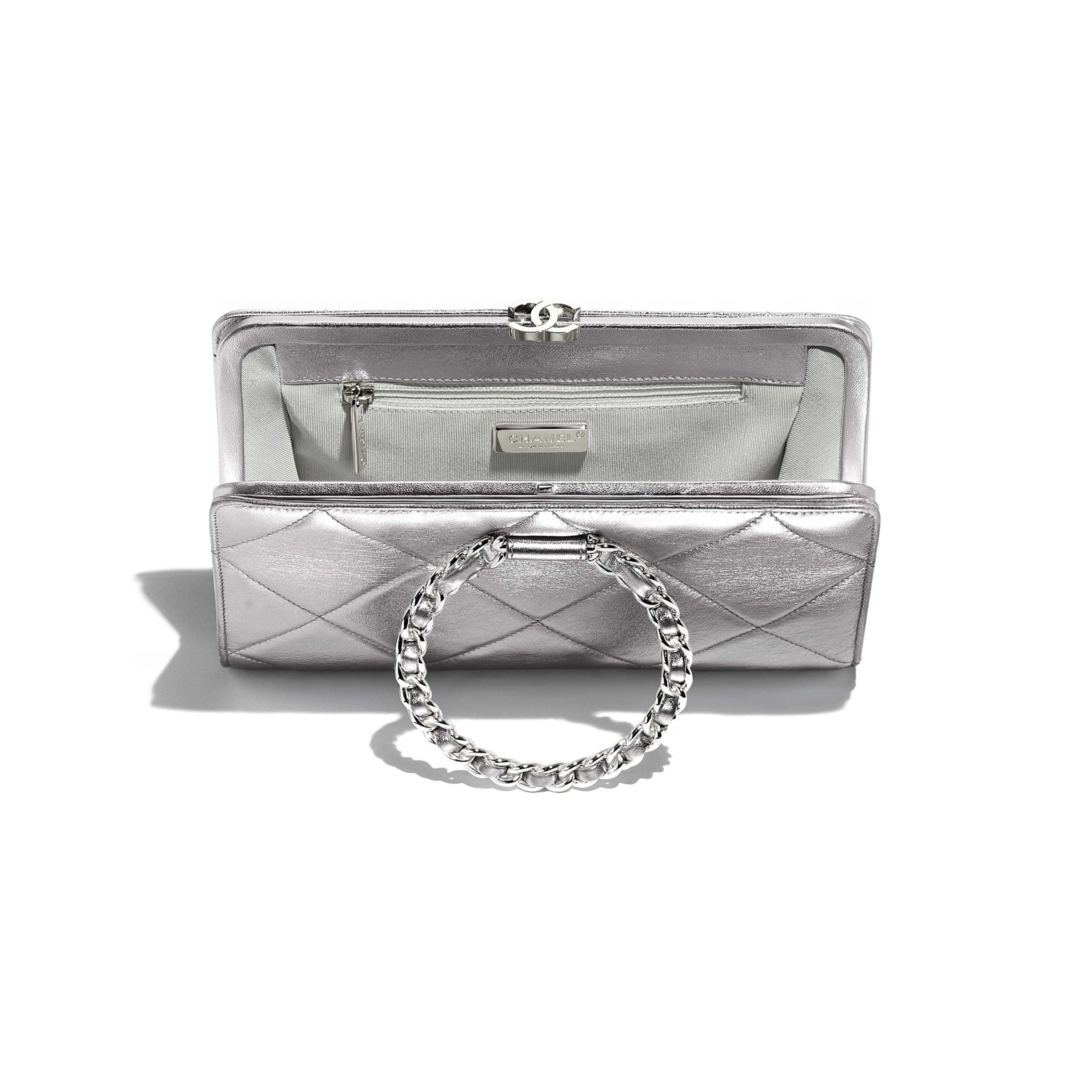 silver metallic clutch