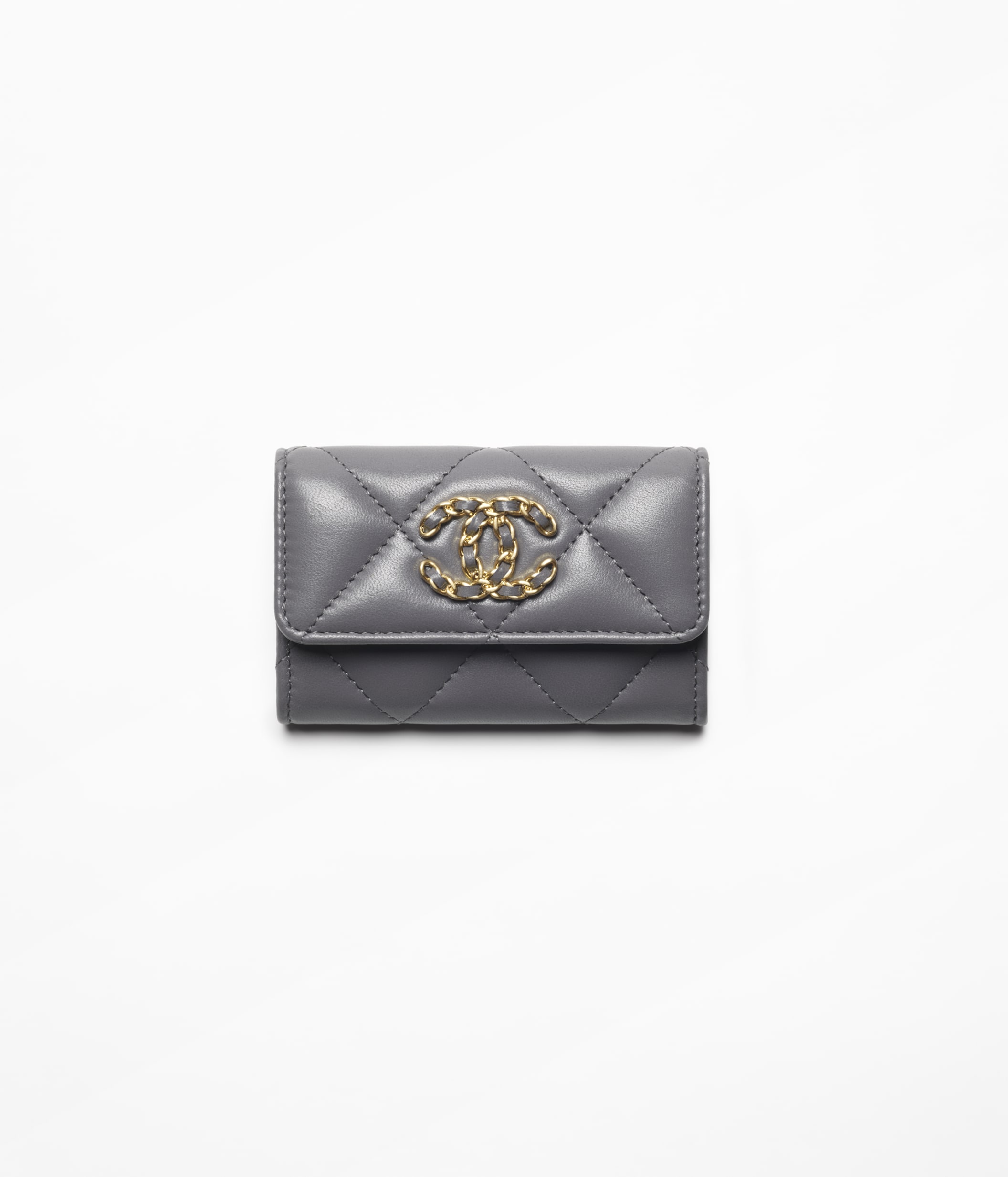 2.55 Handbag, Shiny crumpled calfskin & gold-tone metal, dark gray —  Fashion | CHANEL