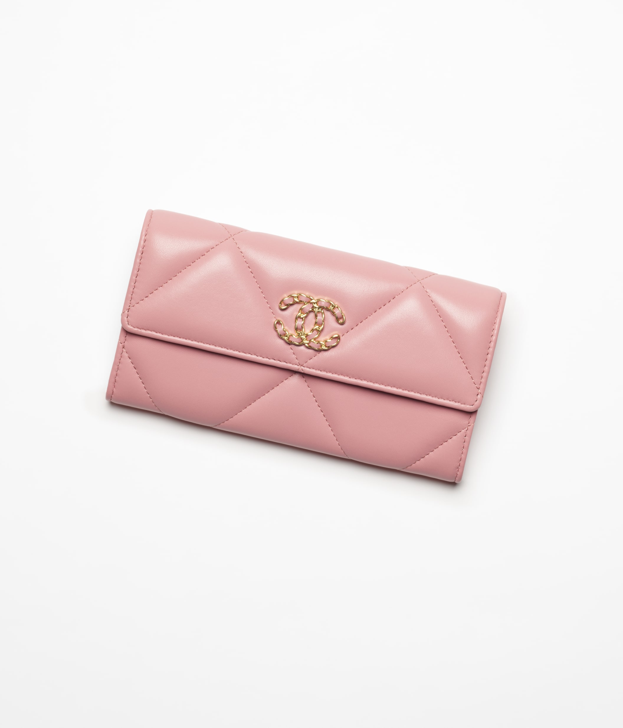 Small classic handbag, Grained shiny calfskin & gold-tone metal, coral pink  — Fashion | CHANEL