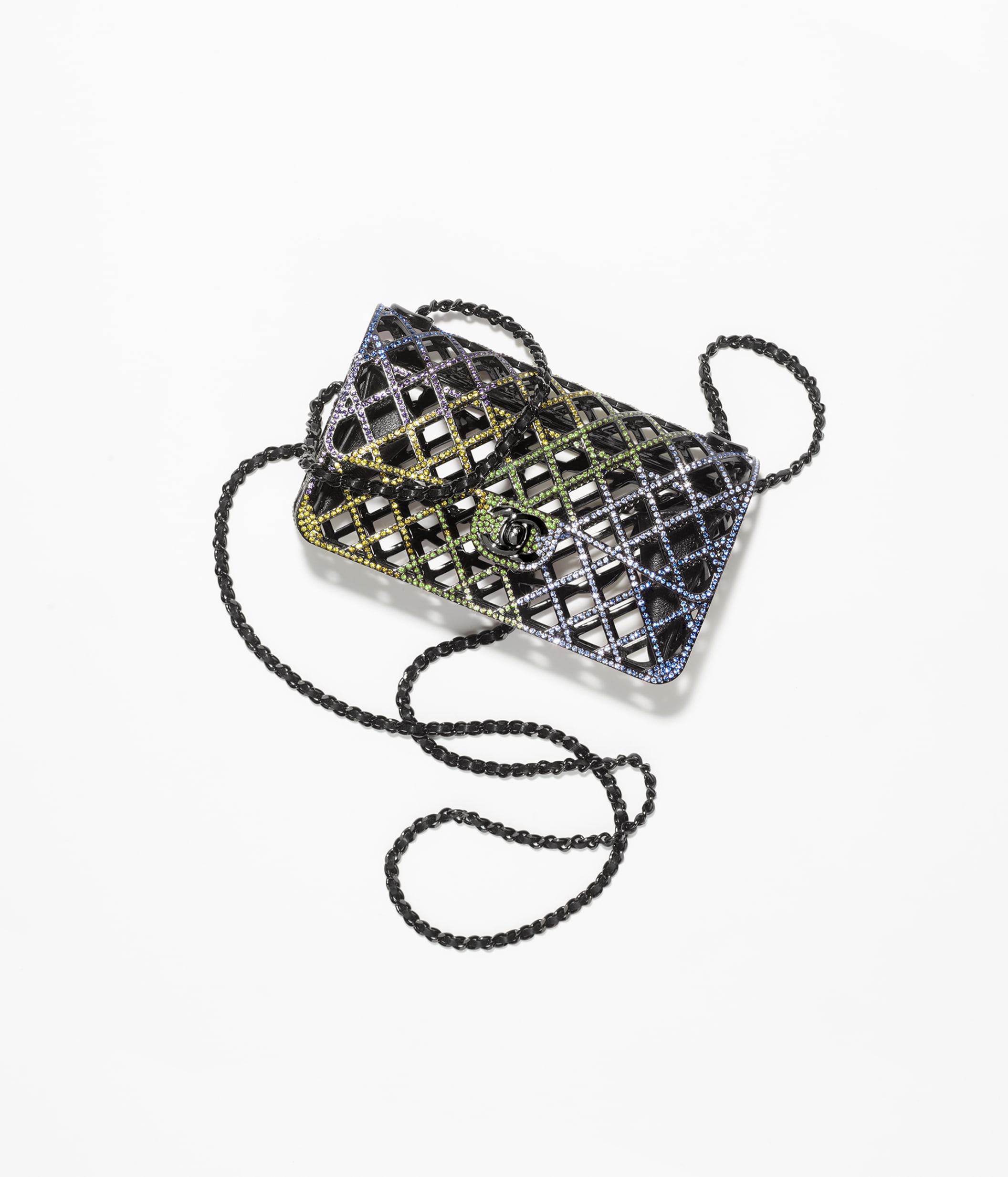 Mini evening bag Strass black metal black multicolor