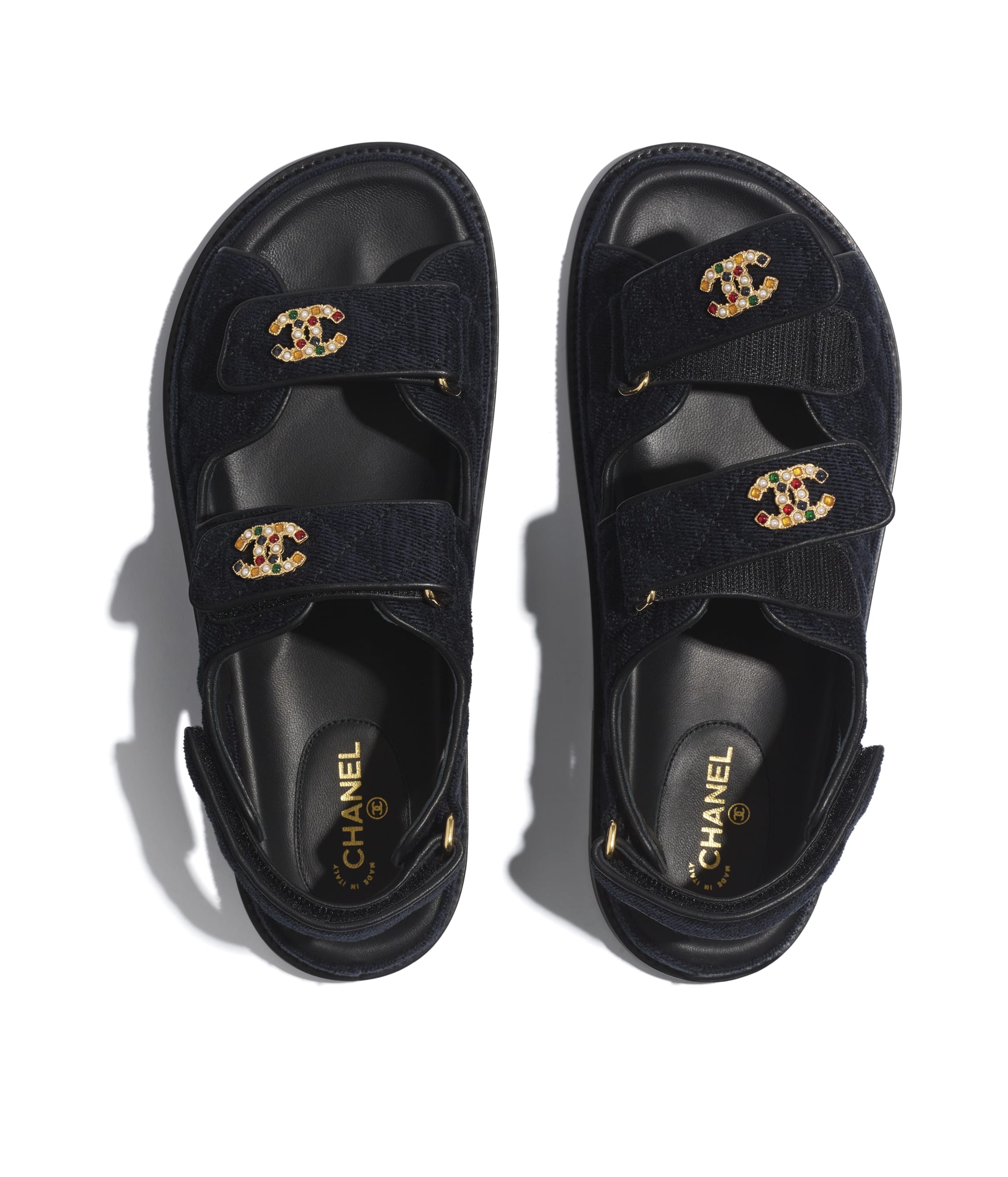 Velvet Navy Blue Sandals | CHANEL