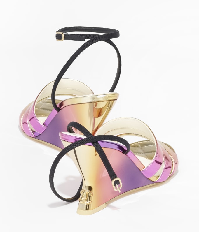 Sandals Laminated calfskin pink orange yellow Fashion