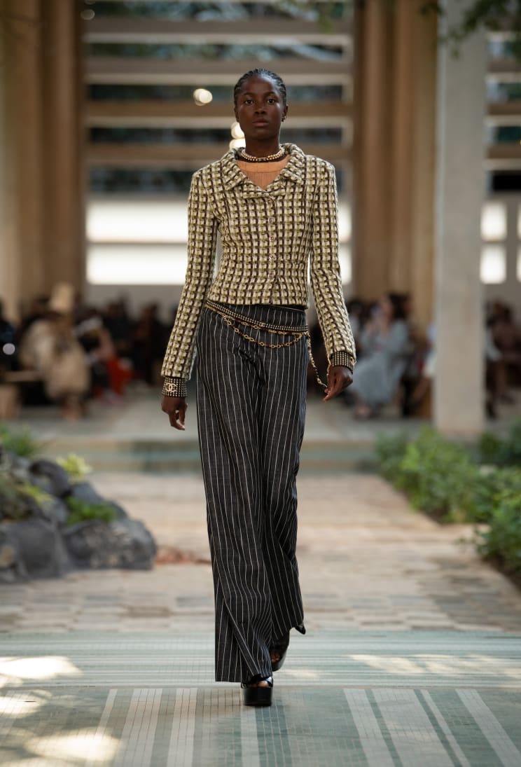 Jacket - Wool tweed, ecru, khaki u0026 brown — Fashion | CHANEL