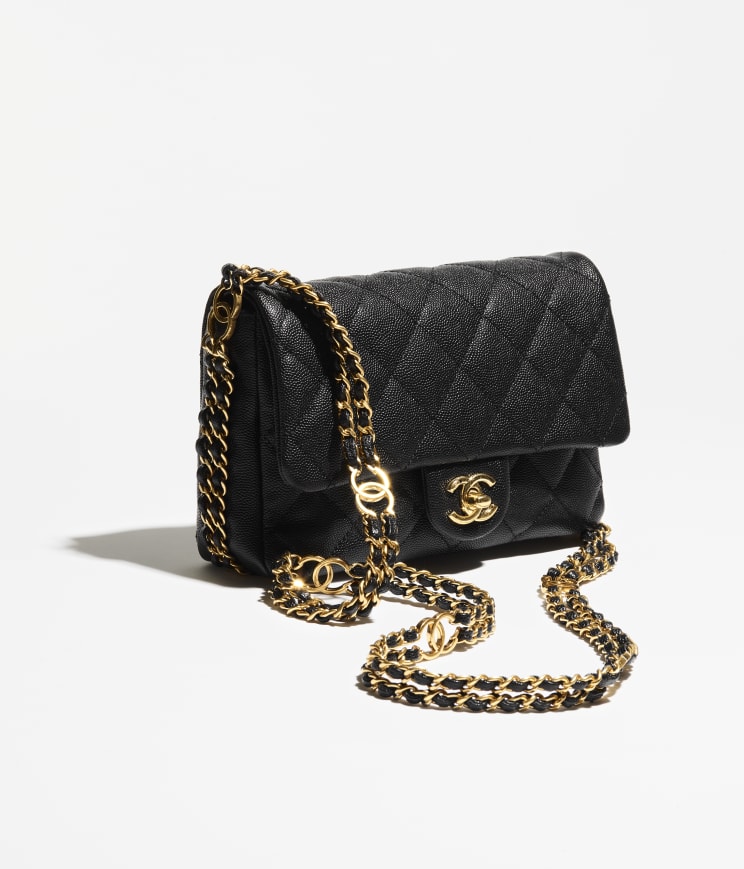 Chanel Mini Flap Bag Black in Lambskin Leather with Goldtone  US