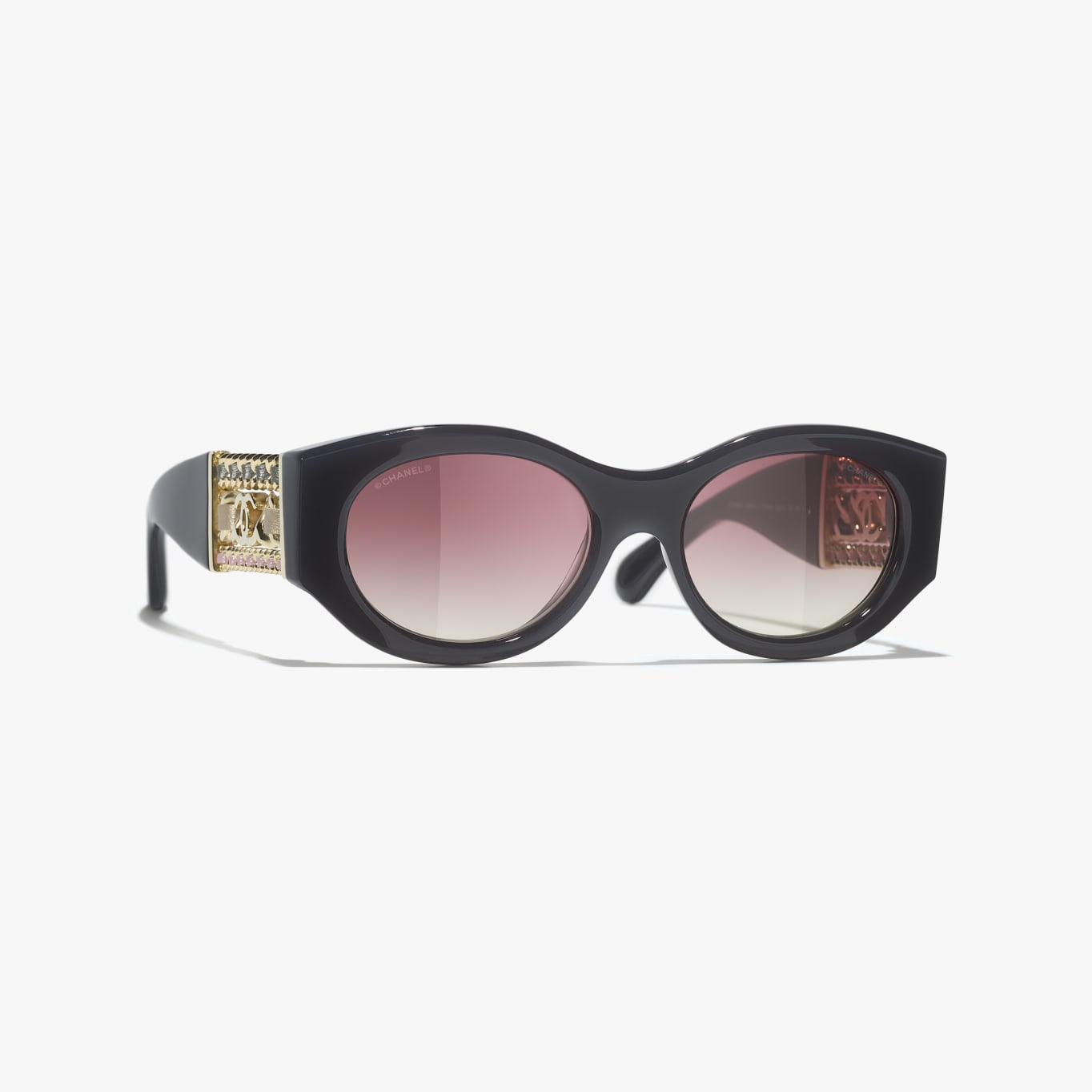 CHANEL Sunglasses Oval Sunglasses acetate metal calfskin Fashion CHANEL