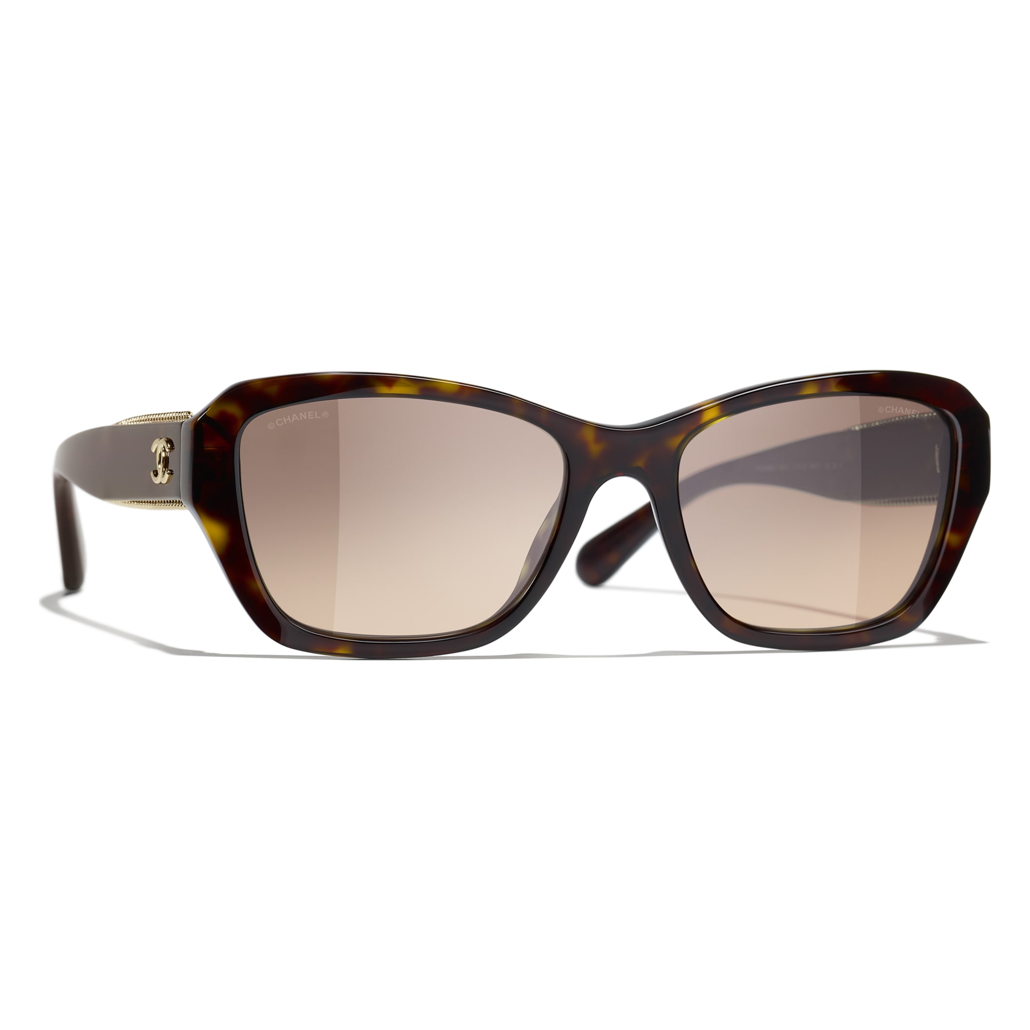 Chanel Cat Eye Sunglasses - Acetate and Tweed, Black and Gold - Polarized - UV Protected - Women's Sunglasses - 9129 C622/S4