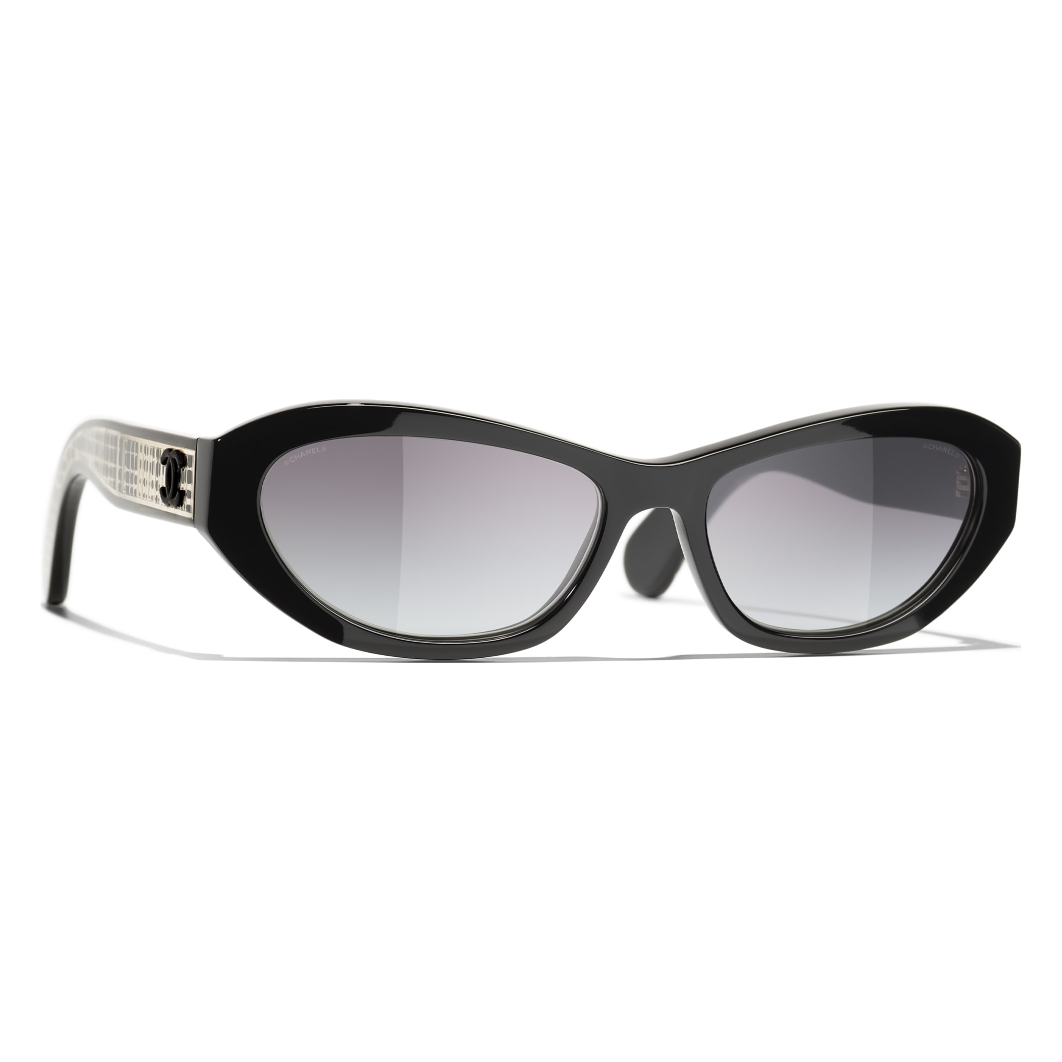 CHANEL Acetate Oval Sunglasses 5415 Black 678104