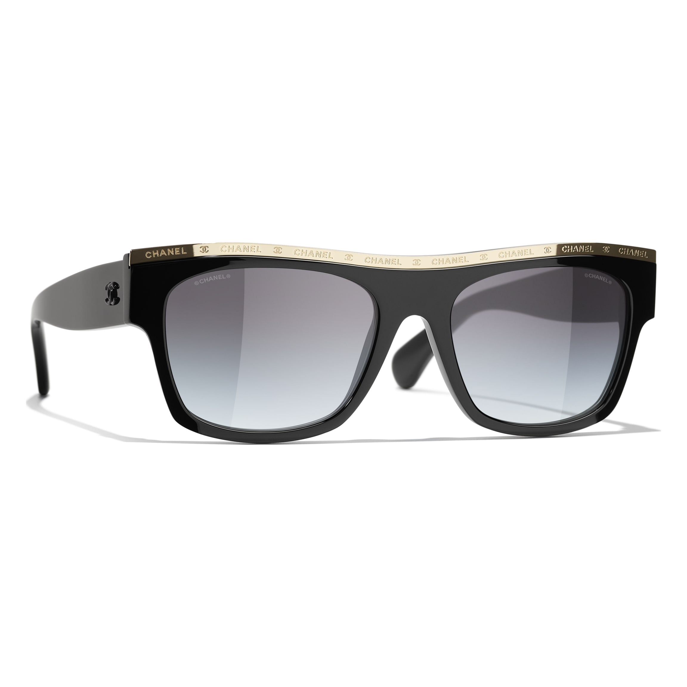Chanel Vintage Chanel Black with Large Gold CC Logo Sunglasses 02461 #25 Chanel Vintage Chanel Black with Large Gold CC Logo Sunglasses 02461
