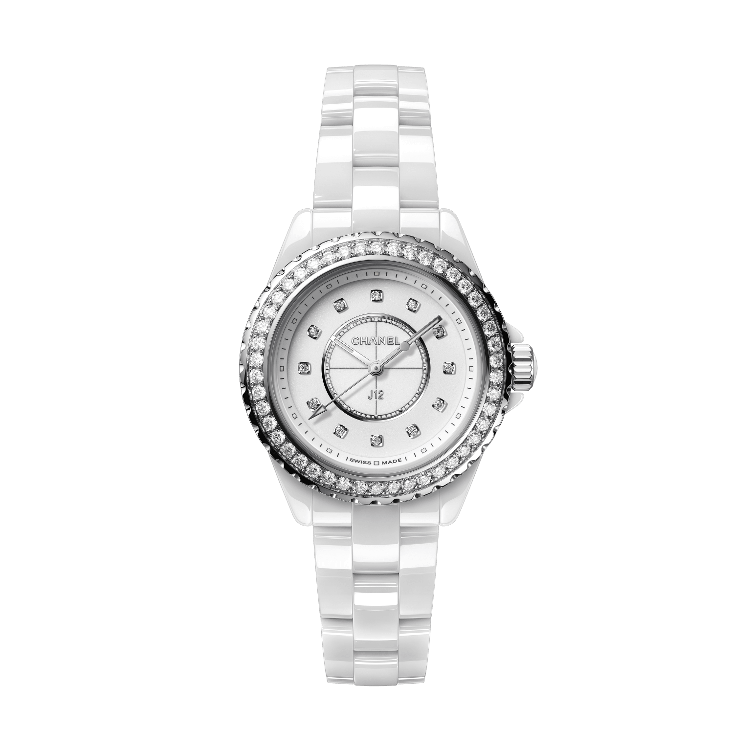 Chanel J12 Diamonds Ceramic Black Dial Black Steel Strap Watch for Women  Watch for Women