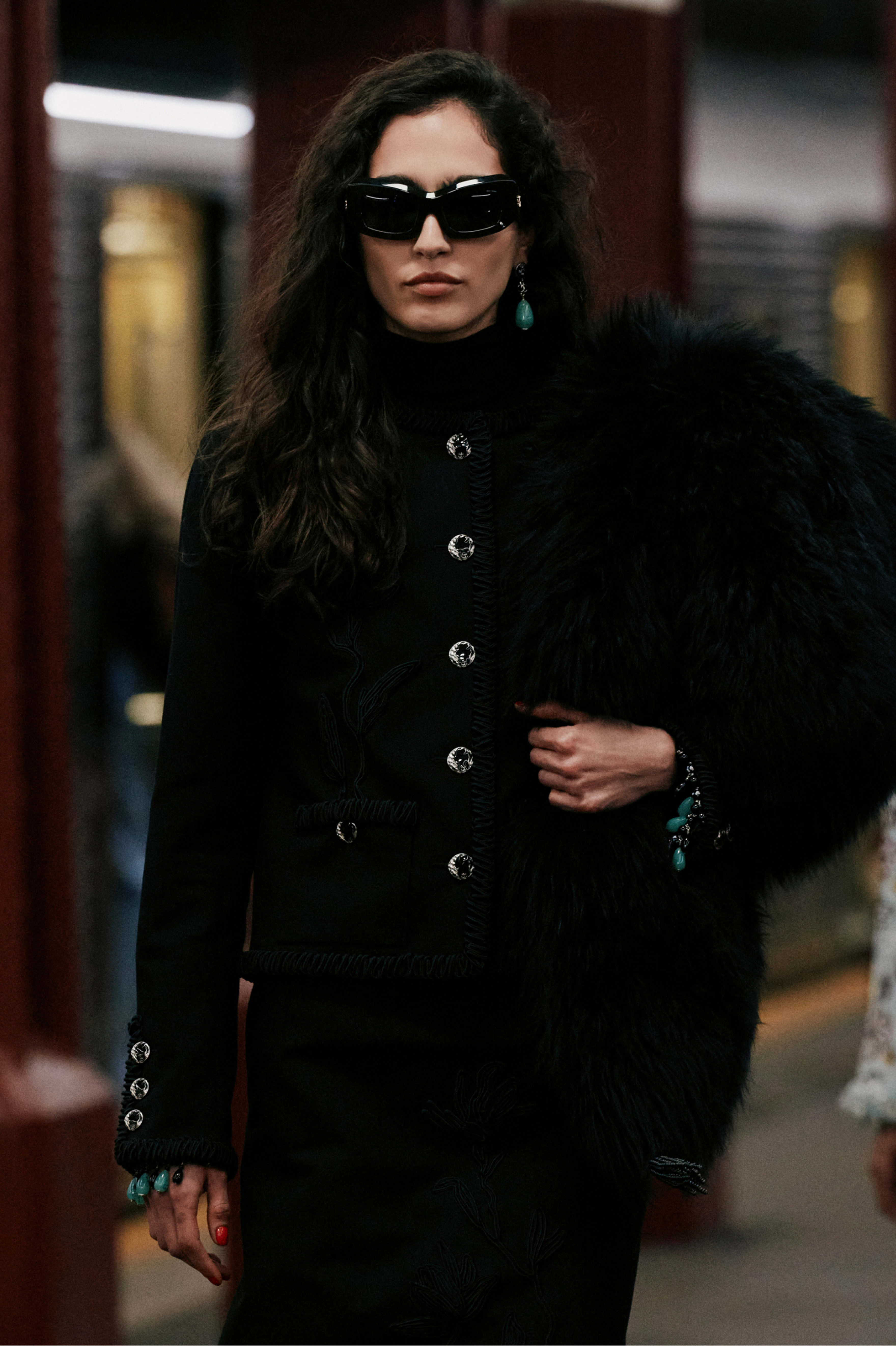 Jacket - Embroidered cotton & silk, mixed fabrics, black — Fashion 