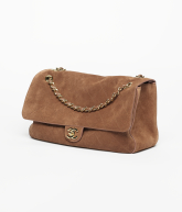 Maxi Flapbag Suede Calfskin & Gold-Tone Metal Camel - reference: AS6281B24009UA847