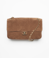 Maxi Flapbag Suede Calfskin & Gold-Tone Metal Camel - reference: AS6281B24009UA847