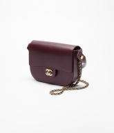 Mini Flap Bag with Top Handle Shiny Calfskin & Gold-Tone Metal Dark Burgundy - reference: AS6424B24791U8393