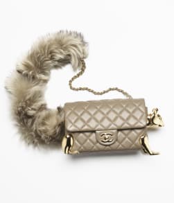 Mini Flap Bag Lambskin, Shearling Lambskin & Gold-Tone Metal Dark Khaki - reference: AS6297B24340U8389