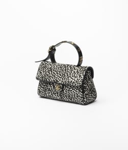 Flap Bag with Top Handle Lambskin & Gold-Tone Metal White & Black - reference: AS6398B25034UB022