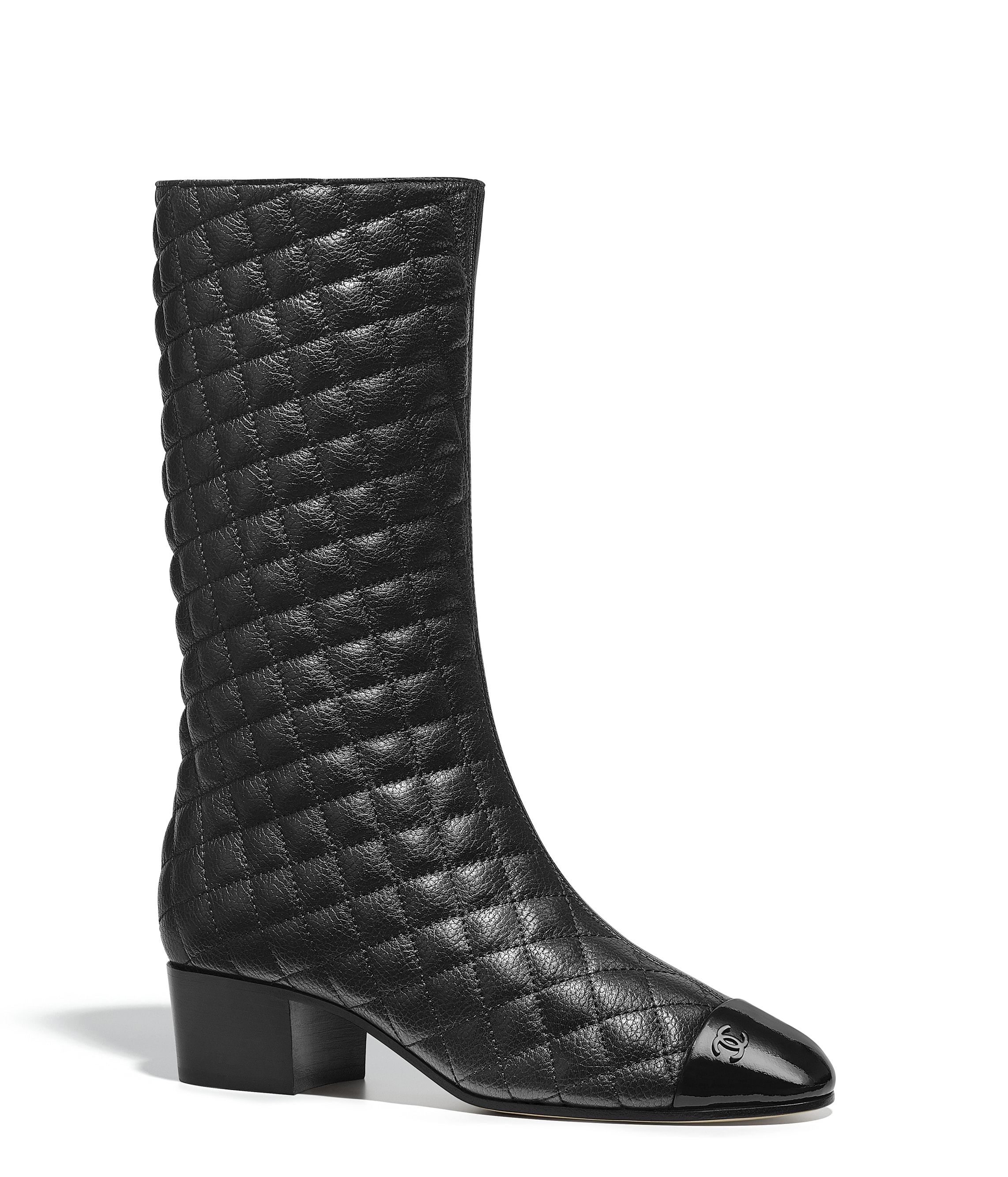 chanel patent boots