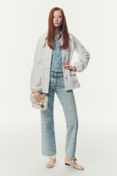 Blouse Printed Washed Denim Light Blue & White