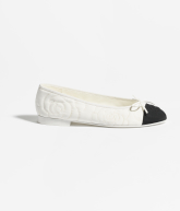 Ballerines Tissu brodé & gros-grain Blanc & noir - référence: G02819B21026U1898