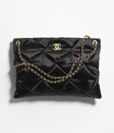 Large Pouch Bag Satin & Gold-Tone Metal Black - reference: AS5623B2117694305