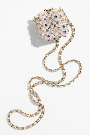 Mini Evening Bag Glass Pearls & Gold-Tone Metal, Transparent & Multicolour Ref. AS3769 B10104 NL803