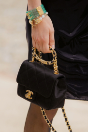 Mini Flap Bag with Top Handle Mixed Fibres, Silk, Diamanté & Gold-Tone Metal, Black Ref. AS3748 B10113 94305