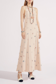 Vestido Crepe de Seda Bordado, Bege & Multicolor Ref. P73927 V65657 NL370