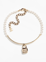 Choker Metal, Glass Pearls & Diamantés, Gold, Pearly White & Crystal Ref. ABA471 B10542 NN156