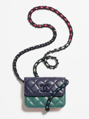 Clutch With Chain Shiny Lambskin & Lacquered Metal, Dark Blue, Dark Pink, Blue & Light Green Ref. AP3248 B10401 NM949