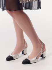 Sling-Back Strass & Grosgrain, Silver & Black Ref. G31318 Y56637 K5973