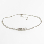 Ceinture Métal, strass & perles d'imitation, Argenté, cristal & blanc nacré Ref. ABA631 B10757 NN590