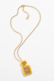 Long Pendant Necklace Metal, Resin & Diamantés, Gold, yellow & crystal Ref. ABB363 B13567 NQ091