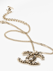 Pendant Necklace Metal, Glass Pearls & Strass, Gold, Pearly White, Black & Crystal Ref. ABC012 B14649 NS517