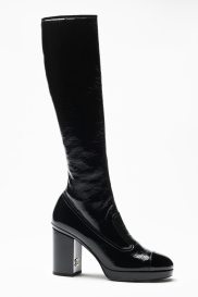 Stiefel Glänzender geknautschter Stoff & Kalbslackleder, Schwarz Ref. G45324 B14606 94305