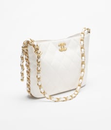 Chanel 19 large handbag, Shiny lambskin, gold-tone, silver-tone