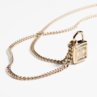Colar Longo com Pingente Metal & Strass, Dourado & Cristal Ref. ABA342 B10466 NM942