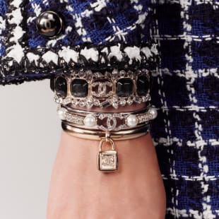 Bracelete Metal, Pérolas De Vidro & Strass, Dourado, Prateado, Branco Perolado & Cristal Ref. ABA334 B10498 NN044
