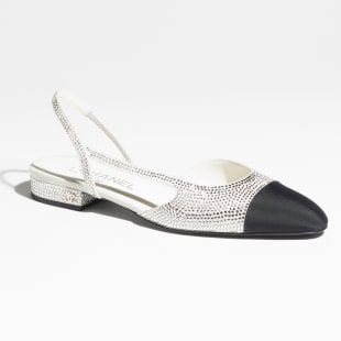 Slingbacks Strass & gros-grain, Argenté & noir Ref. G31319 Y56637 K5973