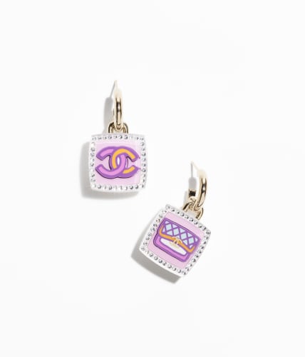 CHANEL pearl earrings CC logo matte gold pink stone engraving no  accessories