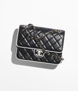 Flap Bag Lambskin & Gold-Tone Metal Black & White - reference: AS5150B19381NAFJO