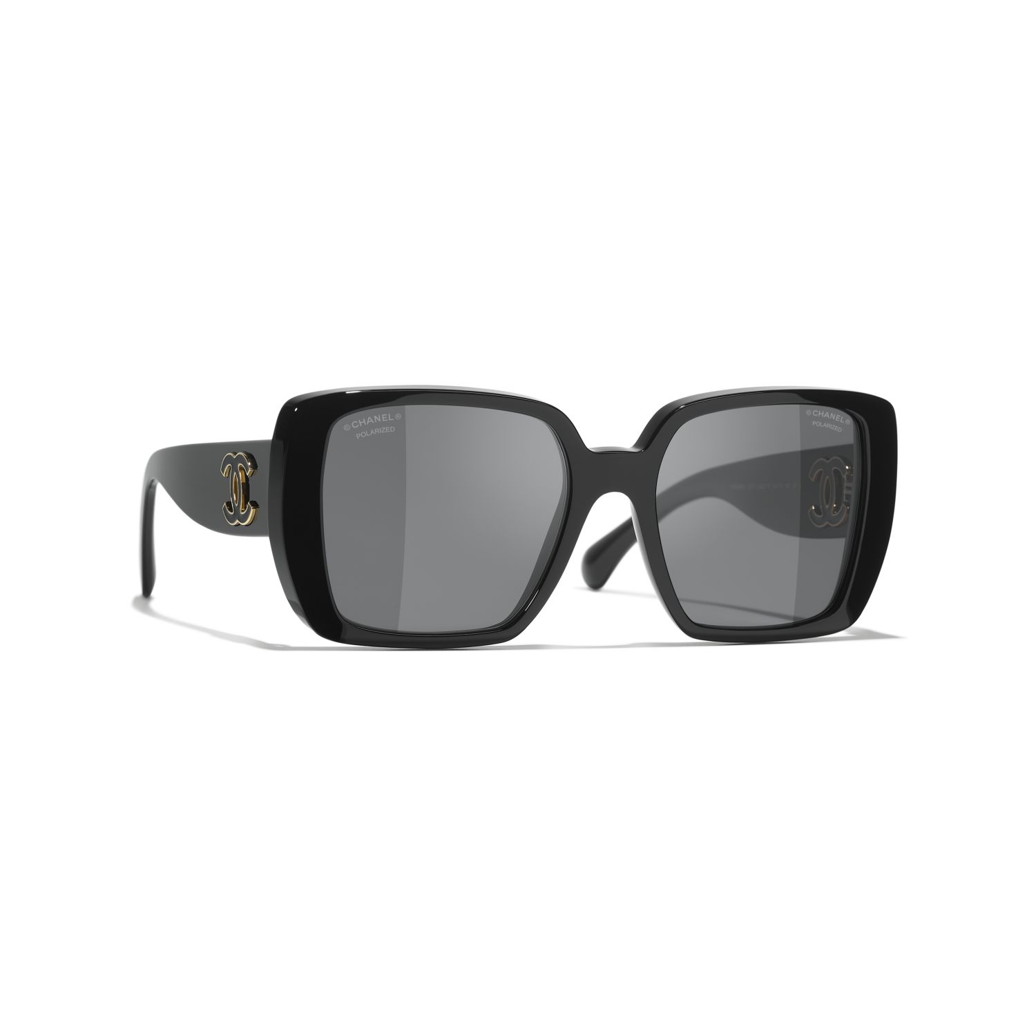CHANEL Fyrkantiga solglasögon Svart - Glas Black, Polariserade - Standard Fit - Size 54