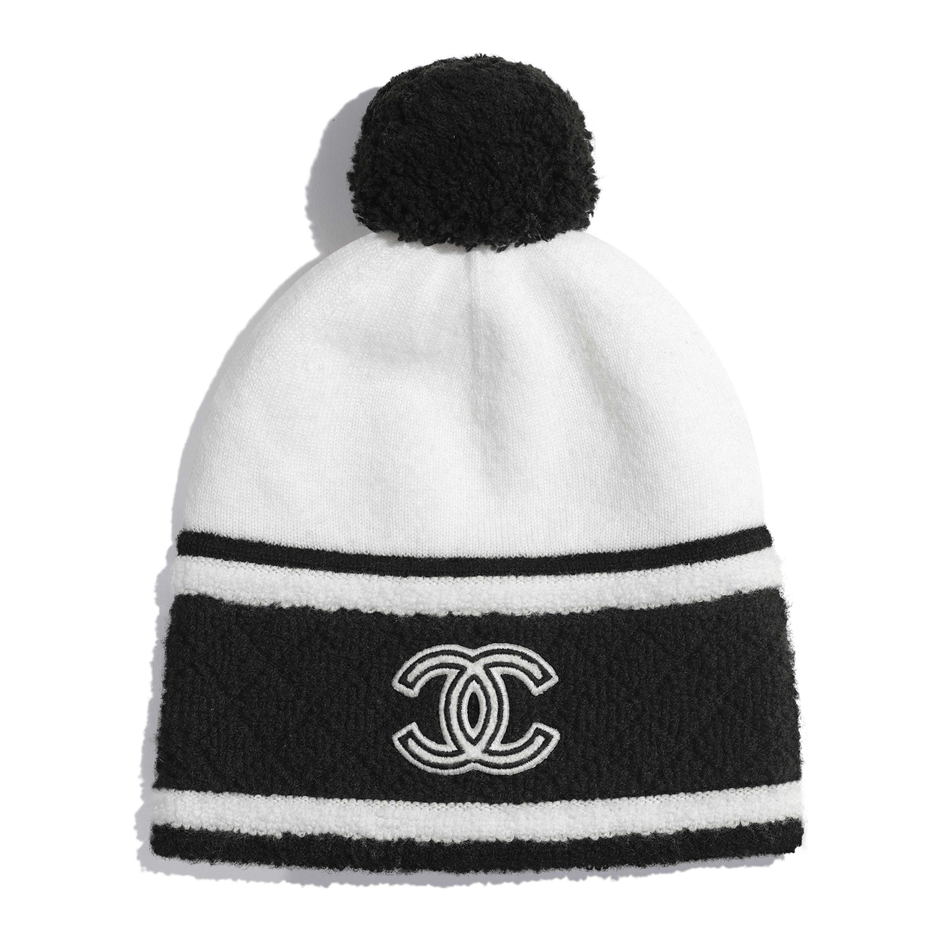 Cashmere White Black Beanie CHANEL