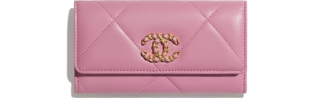 Chanel 19 フラップ ウォレット ラムスキン ピンク Chanel Chanel 19 フラップ ウォレット ラムスキン ピンク Chanel