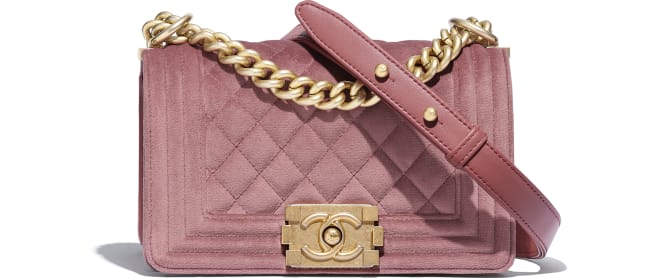 Pink velvet chanel luggage