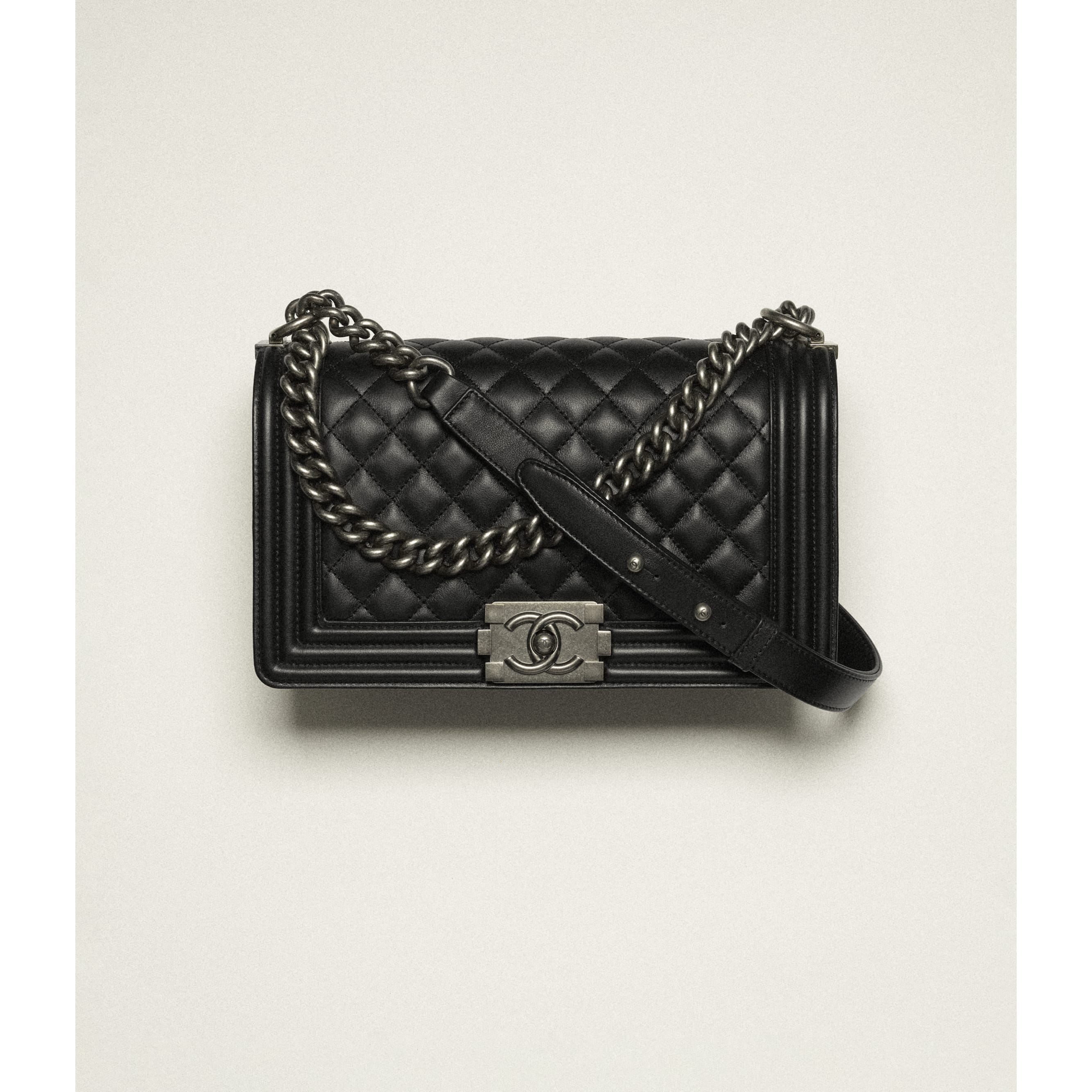 Boy chanel handbag, Shiny grained calfskin & silver-tone metal Boy chanel handbag, Shiny grained calfskin & silver-tone metal